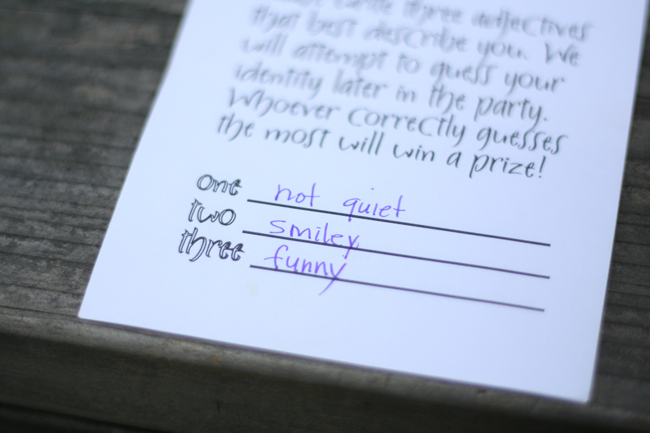the three adjective game