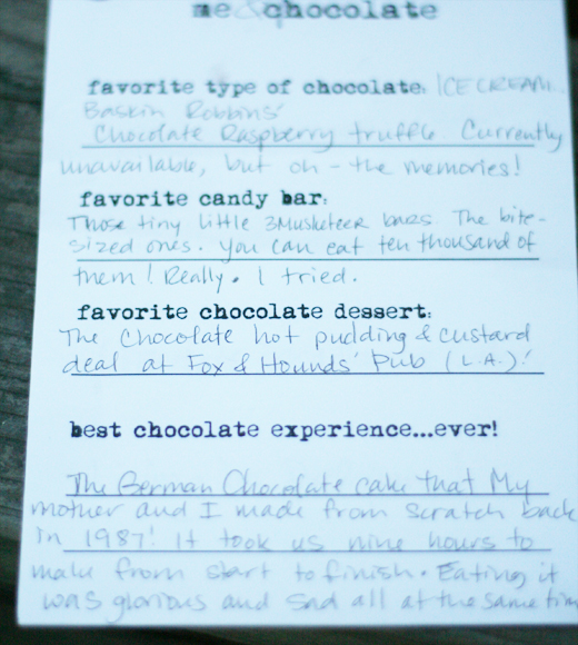 the 'chocolate&wine' party survey