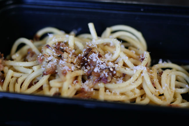 pasta carbonara for my son's school lunch