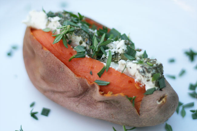 orange theme cont'd (sweet potato w/chevre)